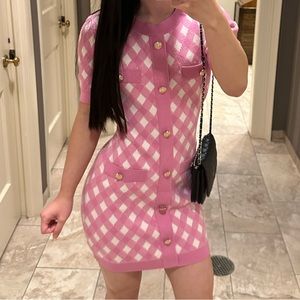 Endless Rose Short Sleeve Gingham Knit Dress